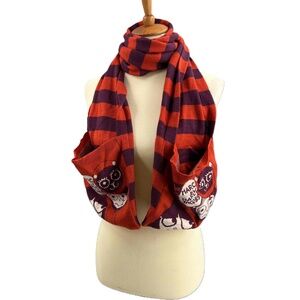 Marc by Marc Jacobs Red Purple Knit Pocket Scarf Striped Merino Wool One Size
